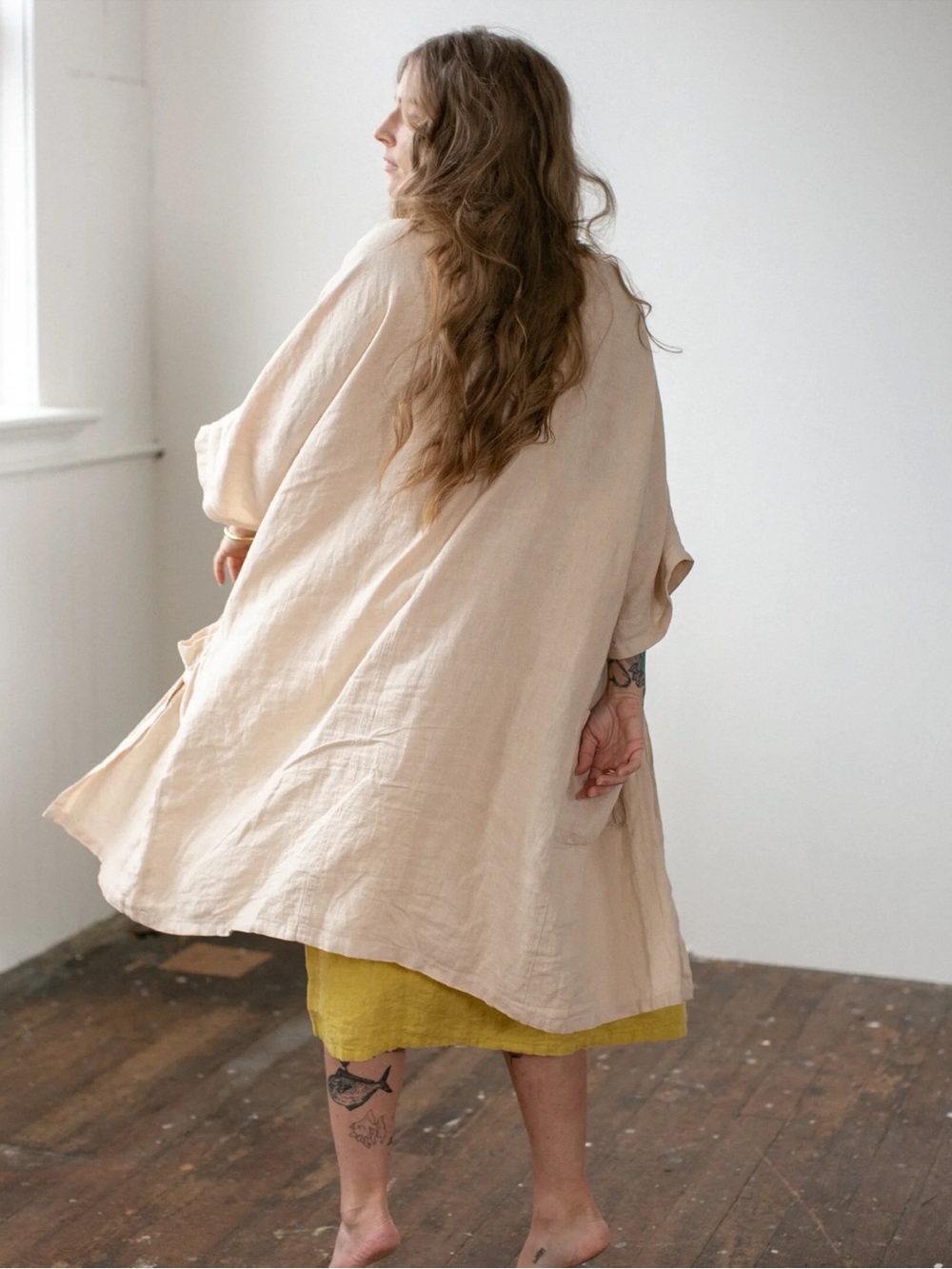 Moss Grey Eriko Coat-100% Linen Made in Canada